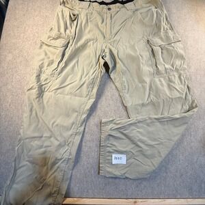 Duluth Trading Co Mens Cargo Pants Khaki Tan Nylon Spandex 2XL x 34 Utility Work